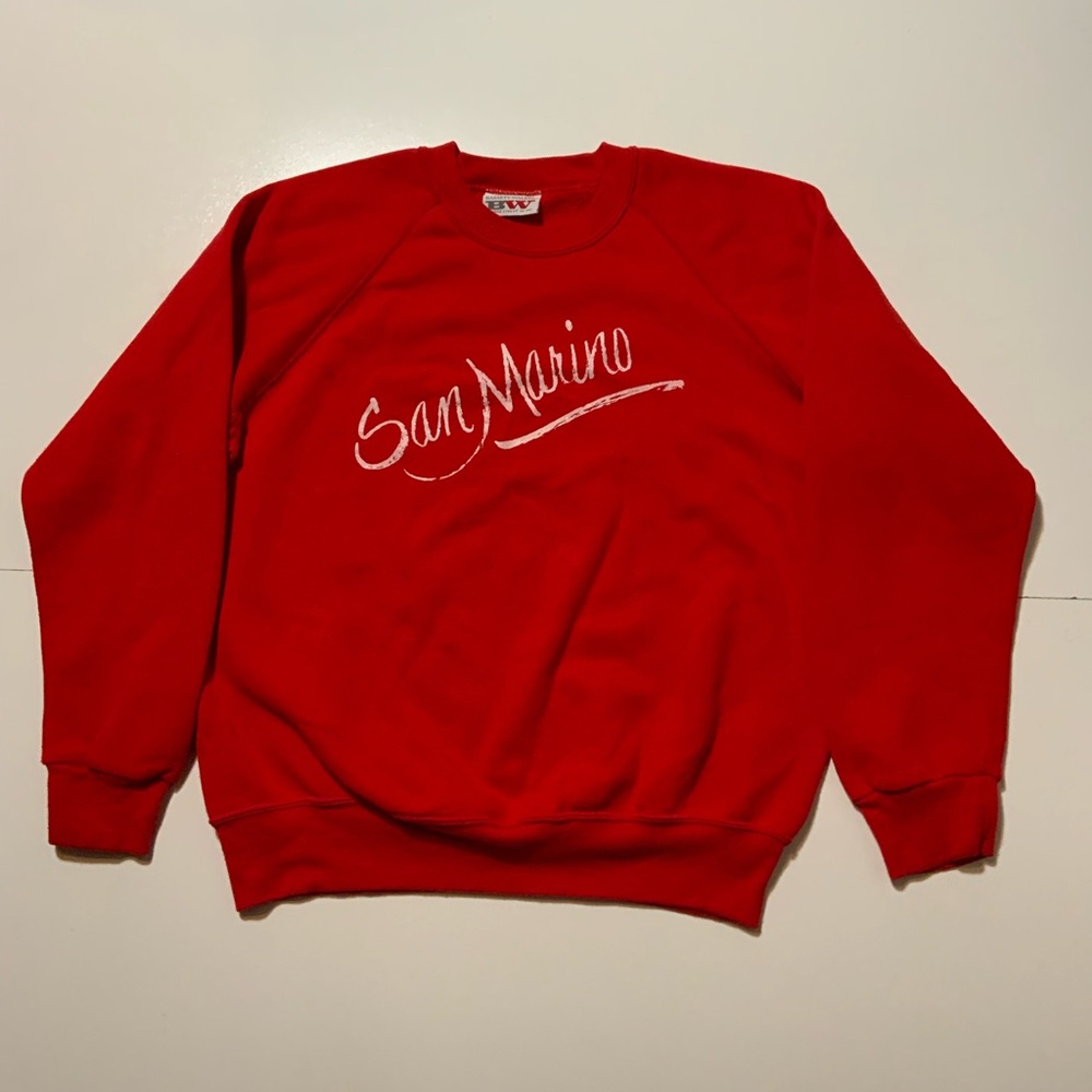 Vintage 80s Bassett Walker San Marino 50/50 Fleece Souvenir Crewneck Sweatshirt